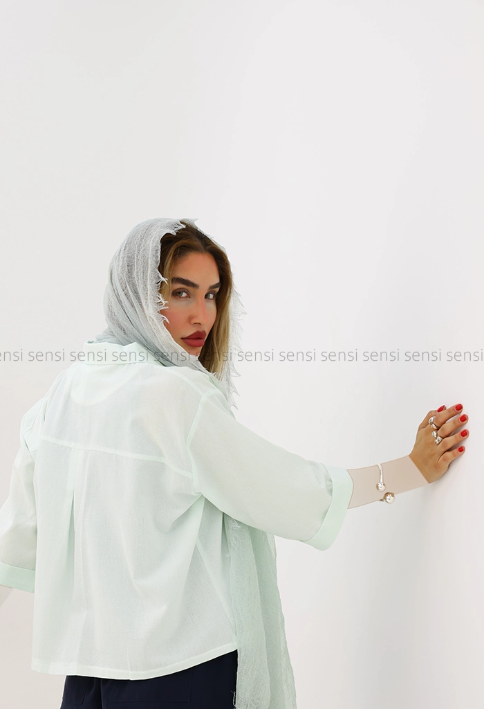 شومیز لینن یقه انگلیسی کد1006378